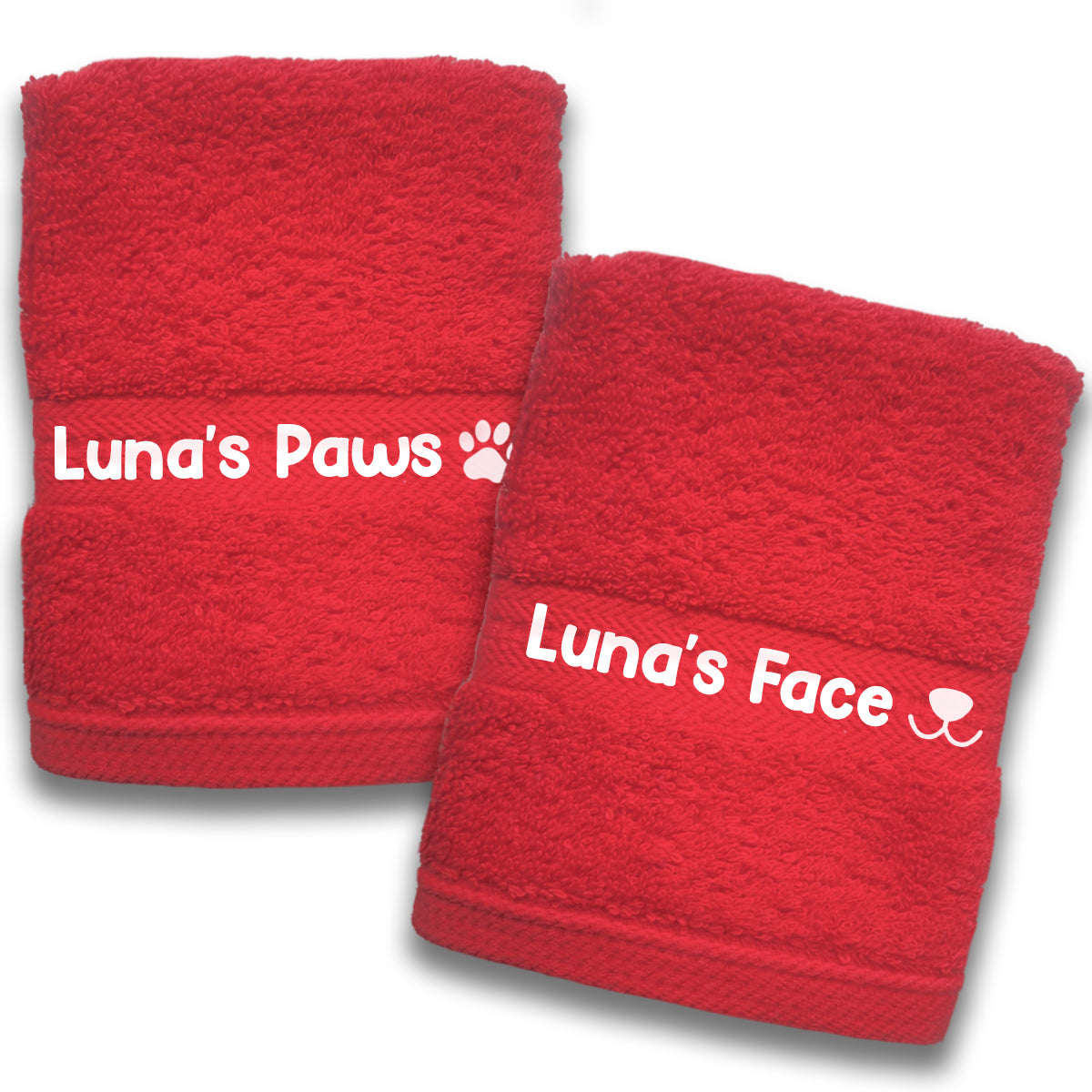 Red Dog Pet Face and Paws Wiper Towel Cloths - Any Name