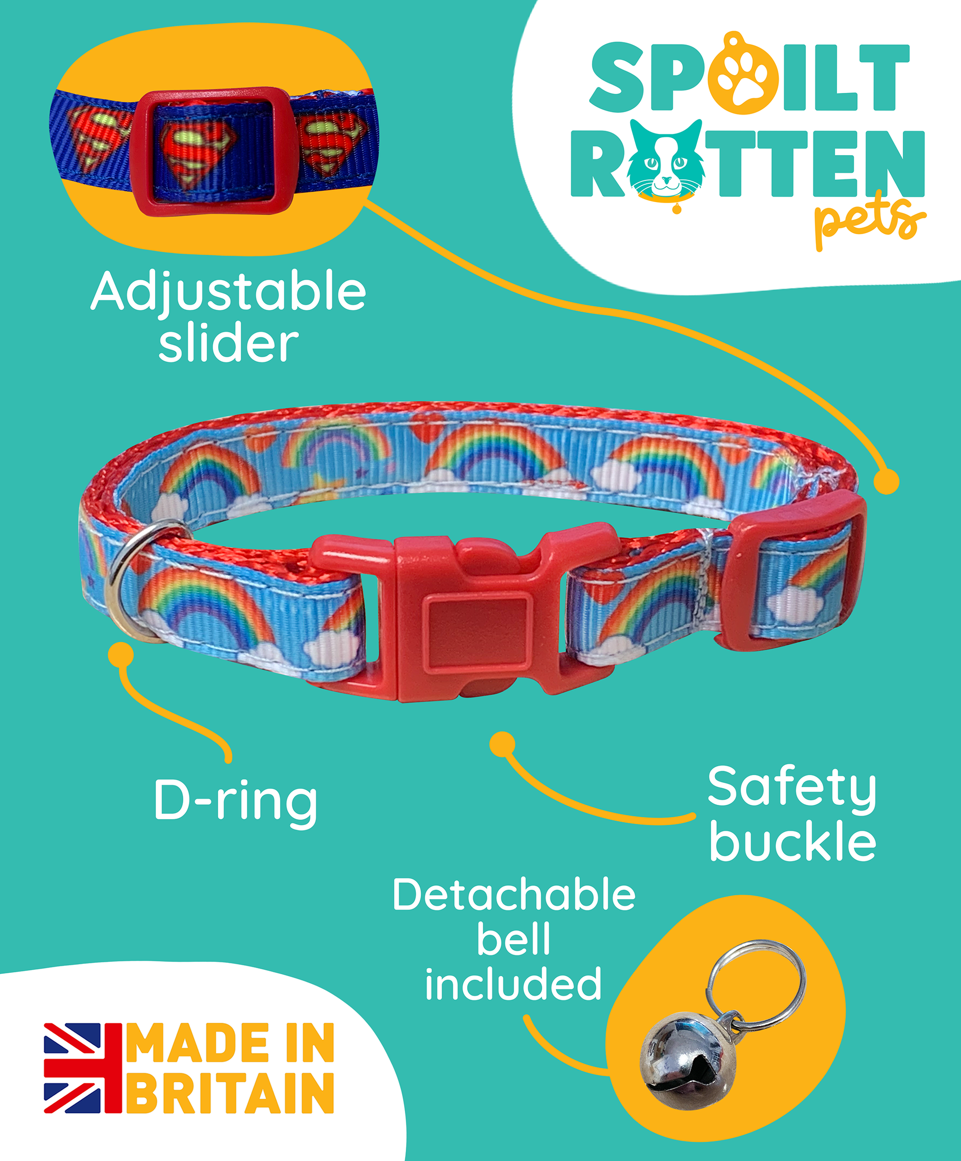 Rainbow cat collar hot sale