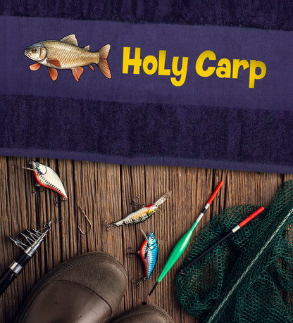 Carp Design Fishing Towel Personalised Printed Towel - Any Name or Wording