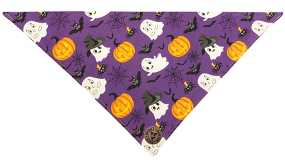 The Pendle - Purple Cute Ghosts & Witches Design Tied Dog Bandana