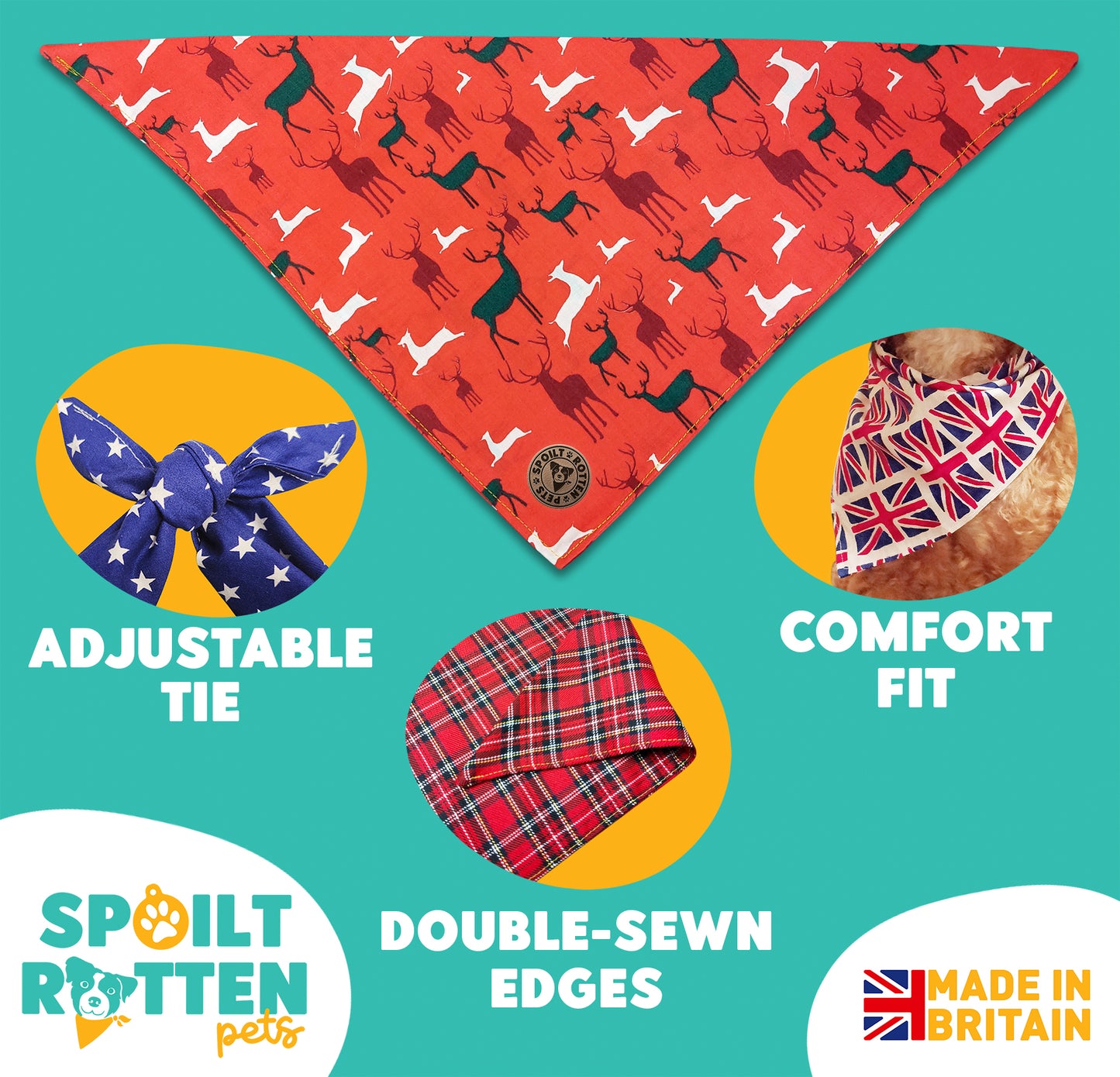 The Camden - Red Stag Tied Dog Bandana