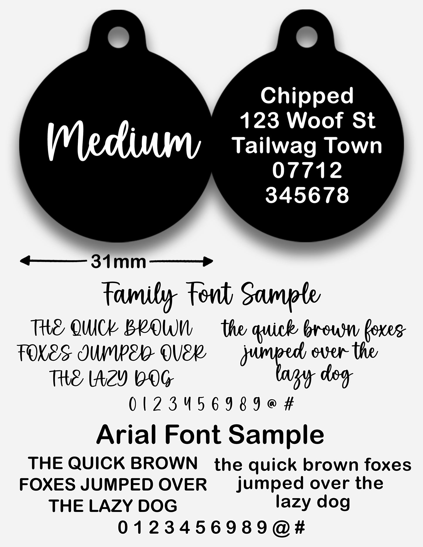 Black Plain Colour - Pet ID Tag