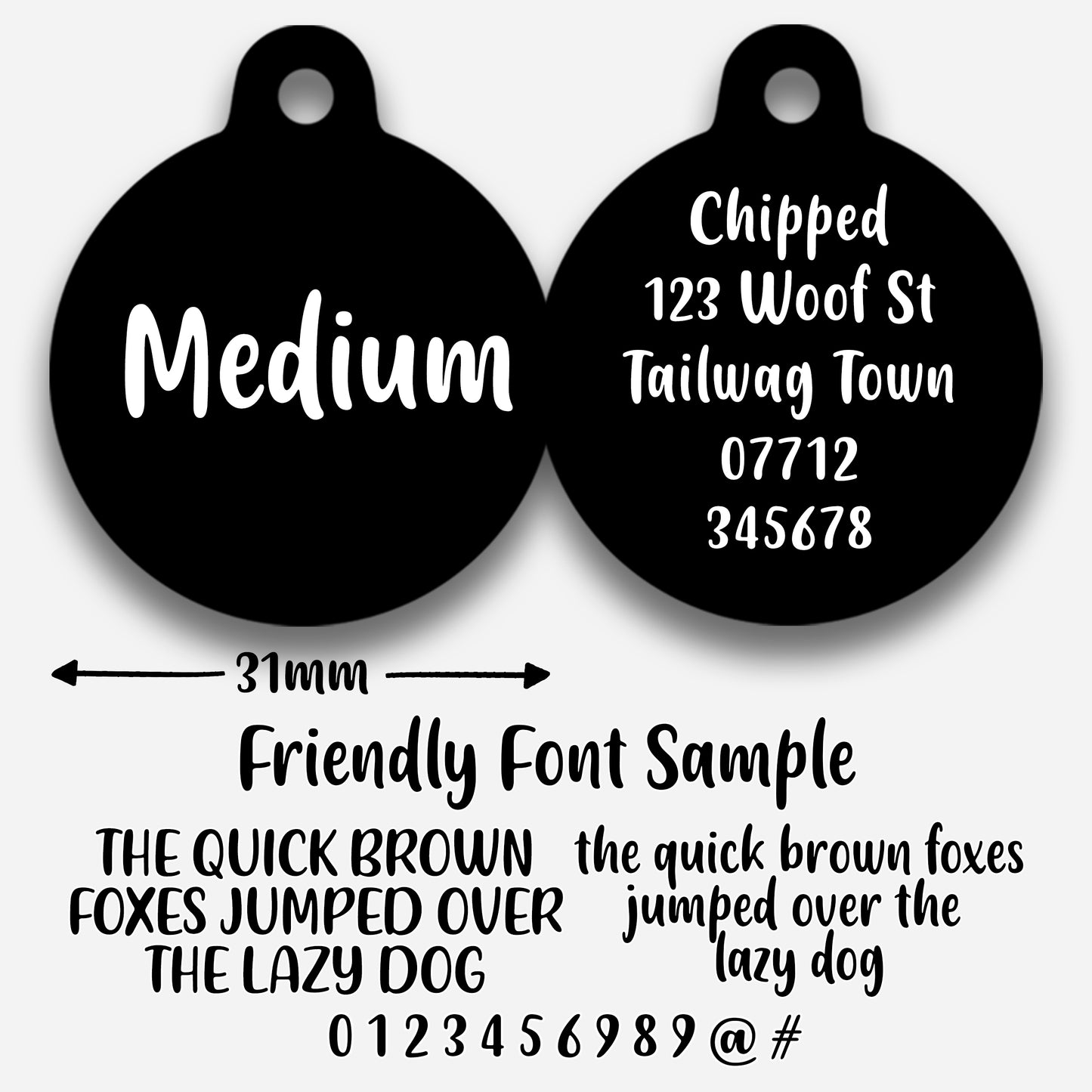 Black Plain Colour - Pet ID Tag