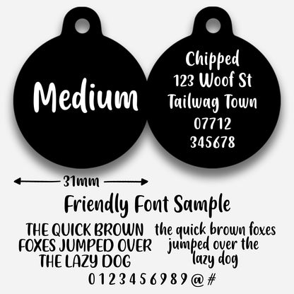 Black Plain Colour - Pet ID Tag