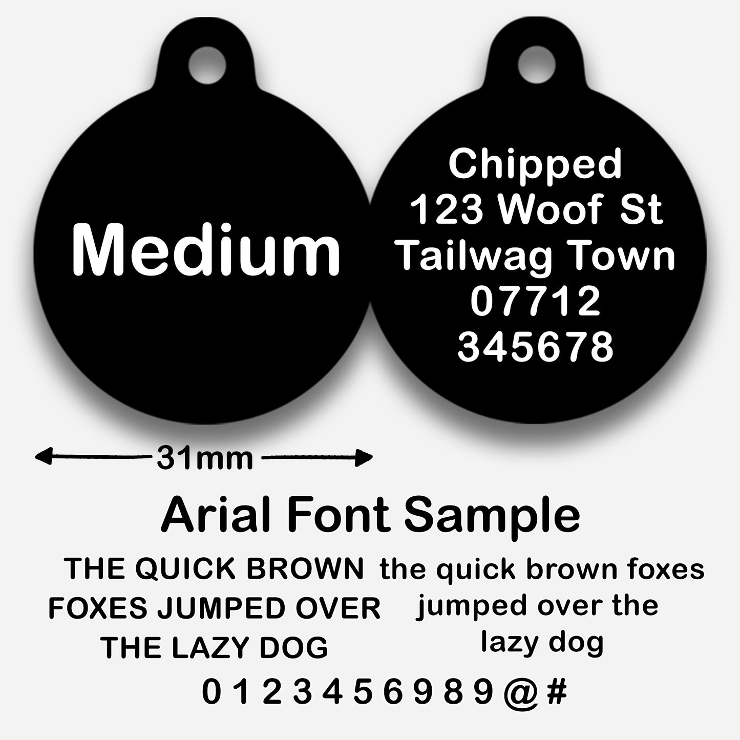 Black Plain Colour - Pet ID Tag
