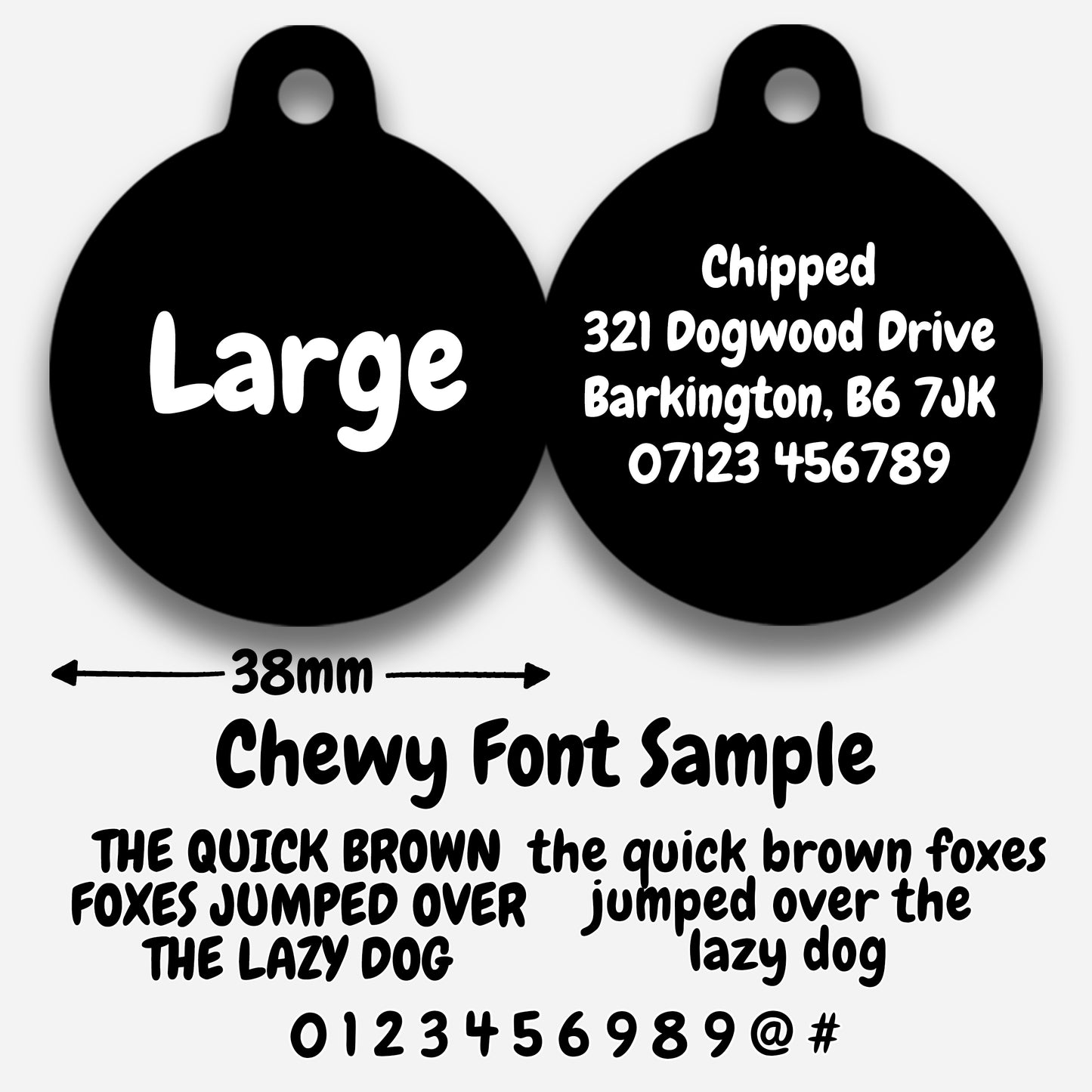 Black Plain Colour - Pet ID Tag