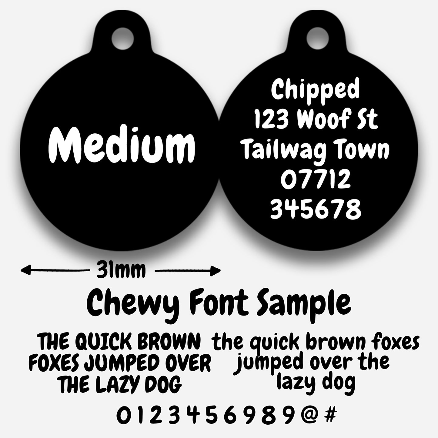 Black Plain Colour - Pet ID Tag