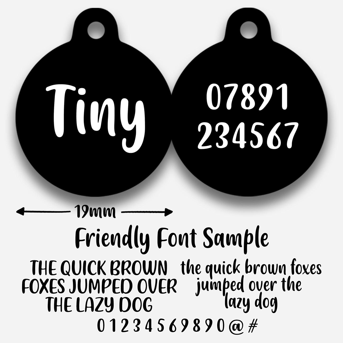 Black Plain Colour - Pet ID Tag
