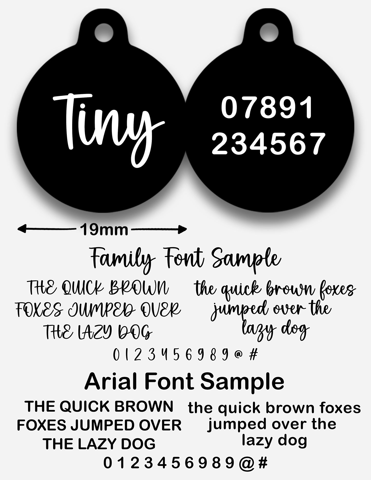Black Plain Colour - Pet ID Tag