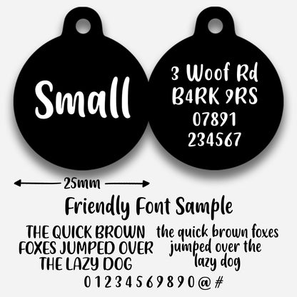 Black Plain Colour - Pet ID Tag