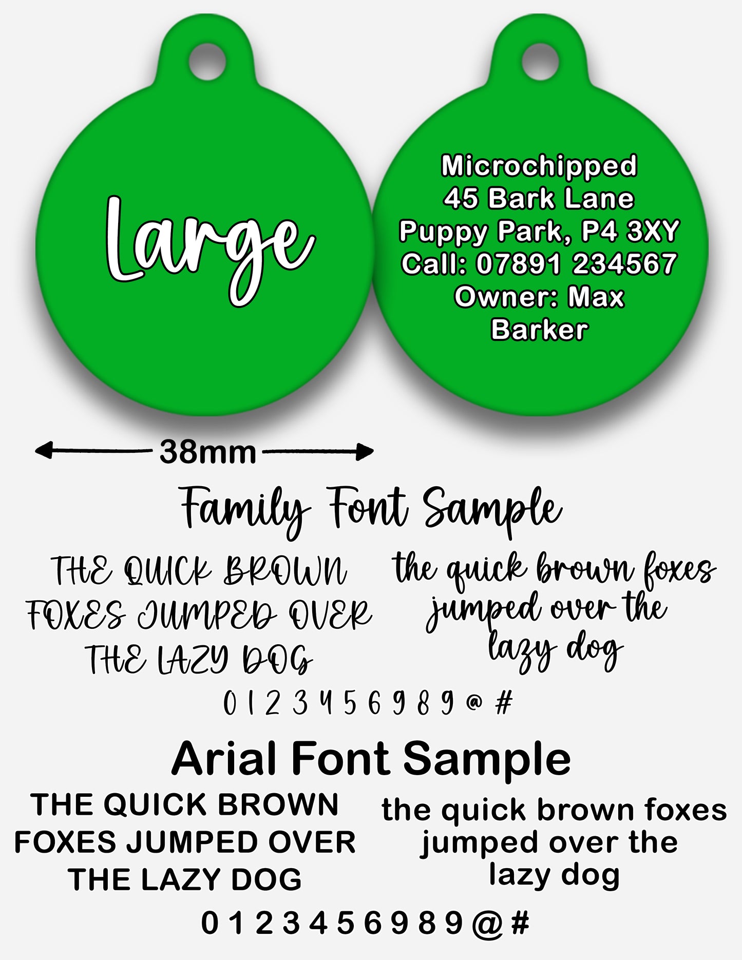 Green Plain Colour - Pet ID Tag