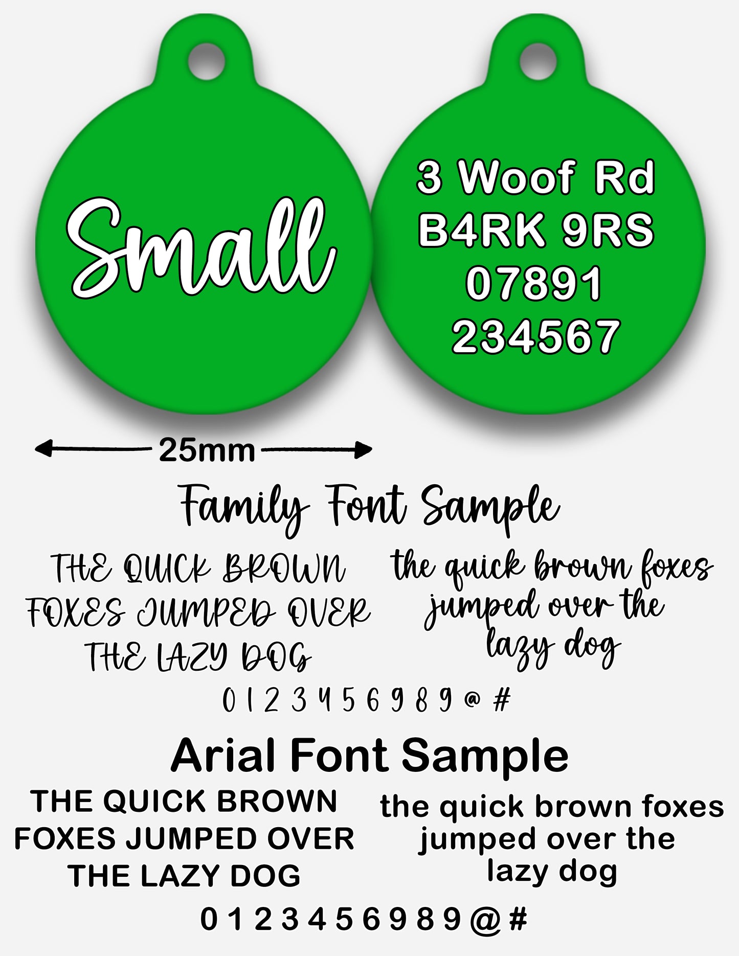 Green Plain Colour - Pet ID Tag