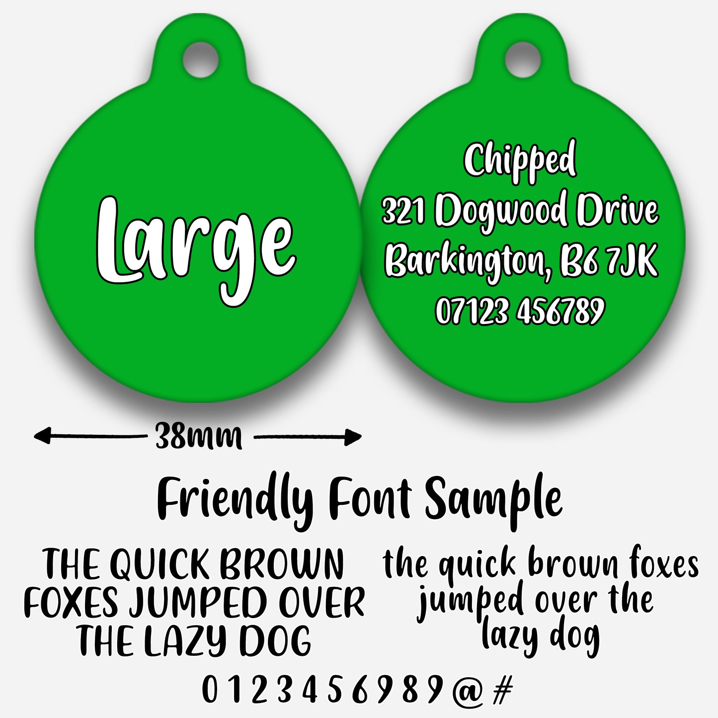 Green Plain Colour - Pet ID Tag