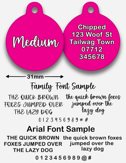 Hot Pink Plain Colour - Pet ID Tag