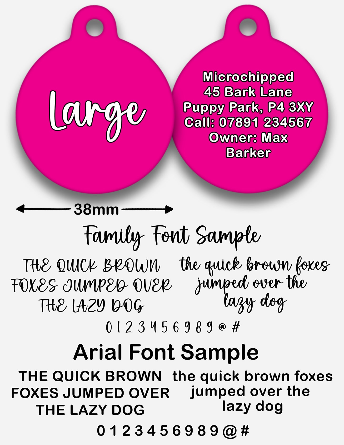 Hot Pink Plain Colour - Pet ID Tag