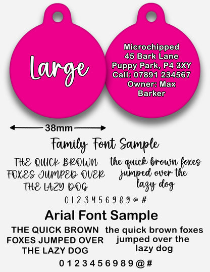 Hot Pink Plain Colour - Pet ID Tag