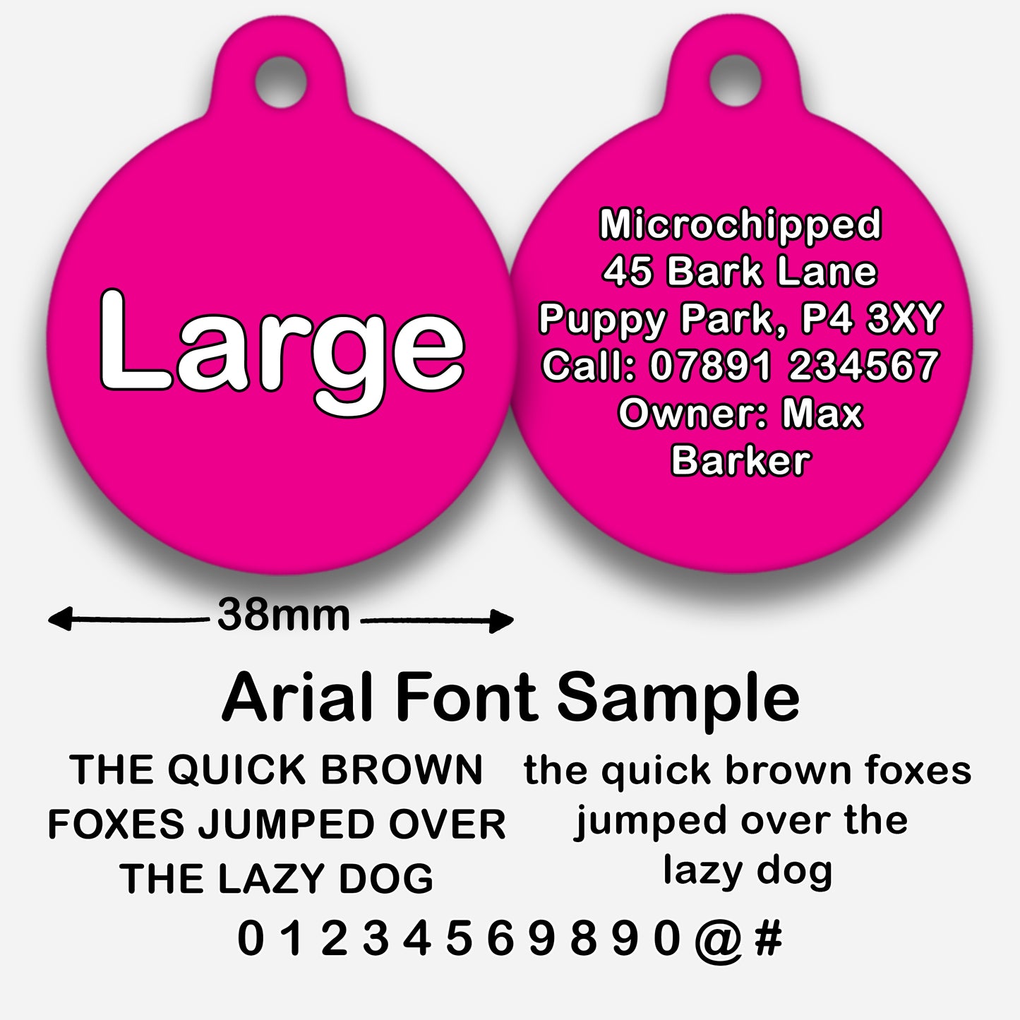 Hot Pink Plain Colour - Pet ID Tag