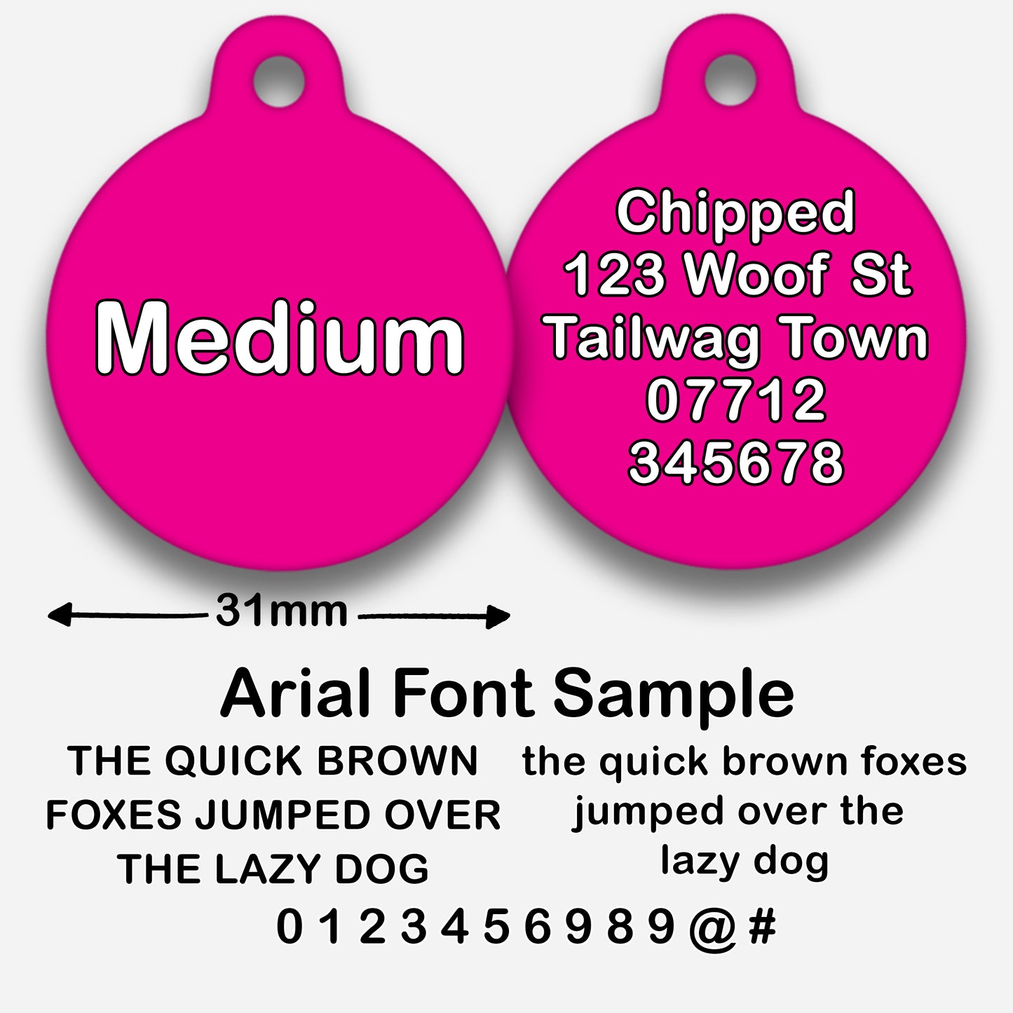 Hot Pink Plain Colour - Pet ID Tag