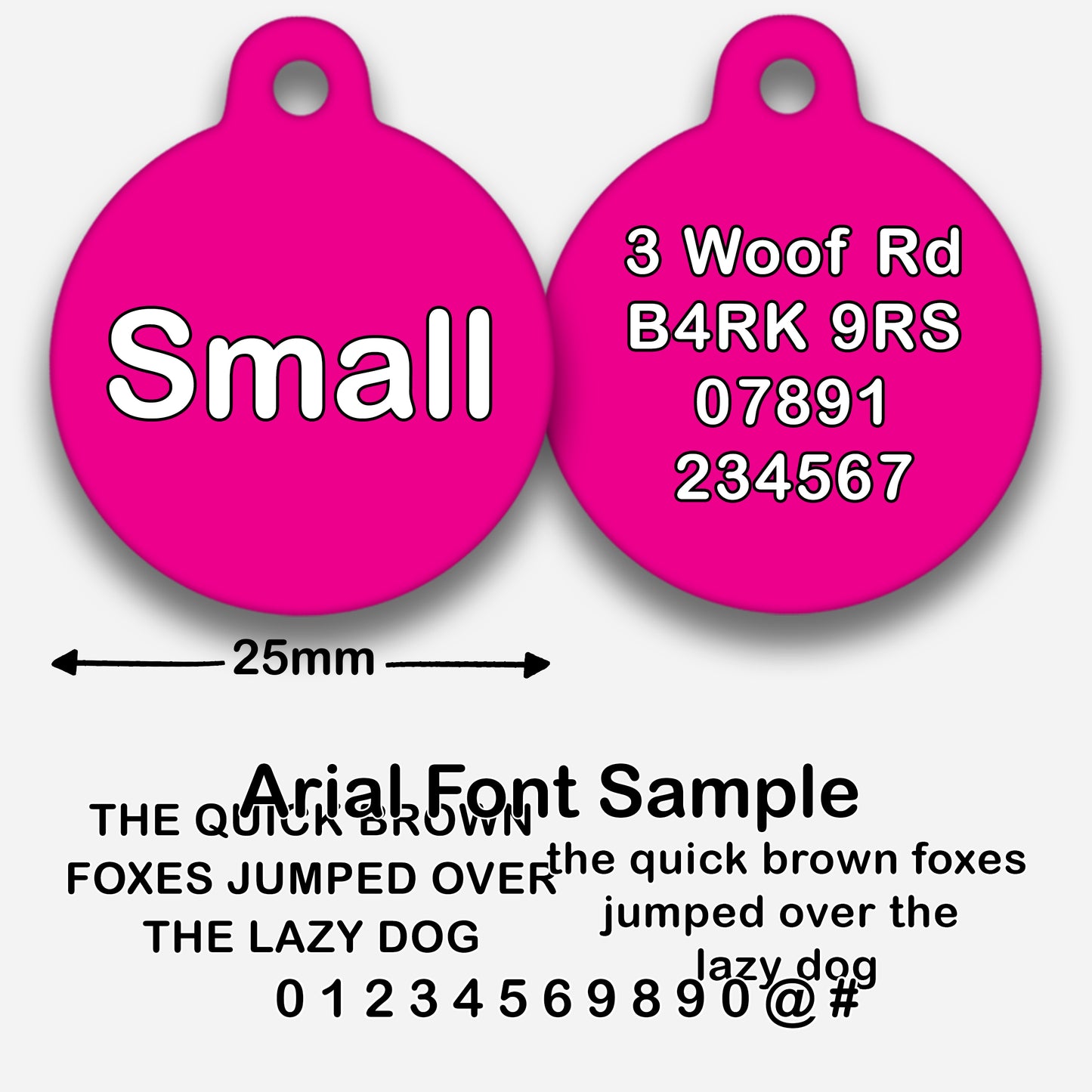 Hot Pink Plain Colour - Pet ID Tag