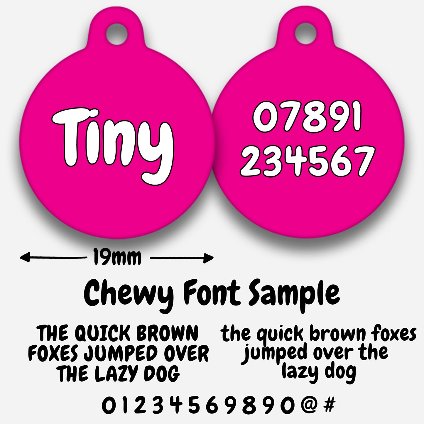 Hot Pink Plain Colour - Pet ID Tag