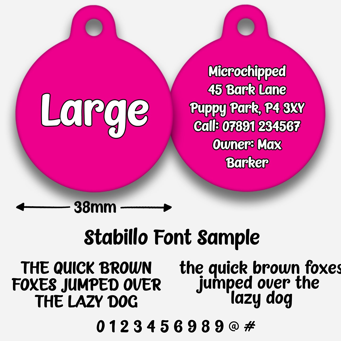 Hot Pink Plain Colour - Pet ID Tag