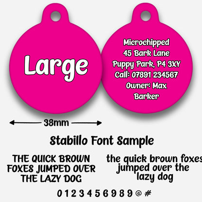Hot Pink Plain Colour - Pet ID Tag