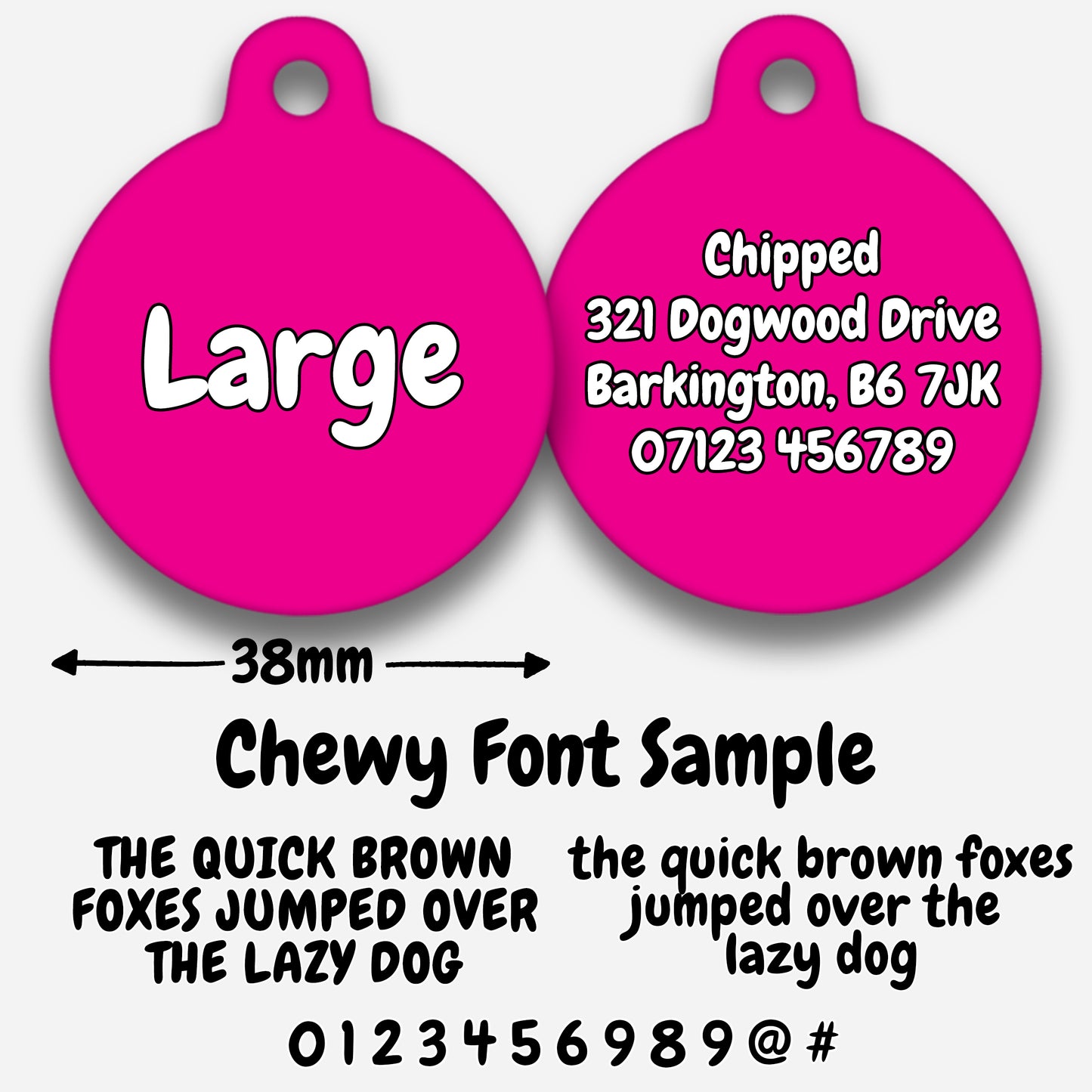 Hot Pink Plain Colour - Pet ID Tag