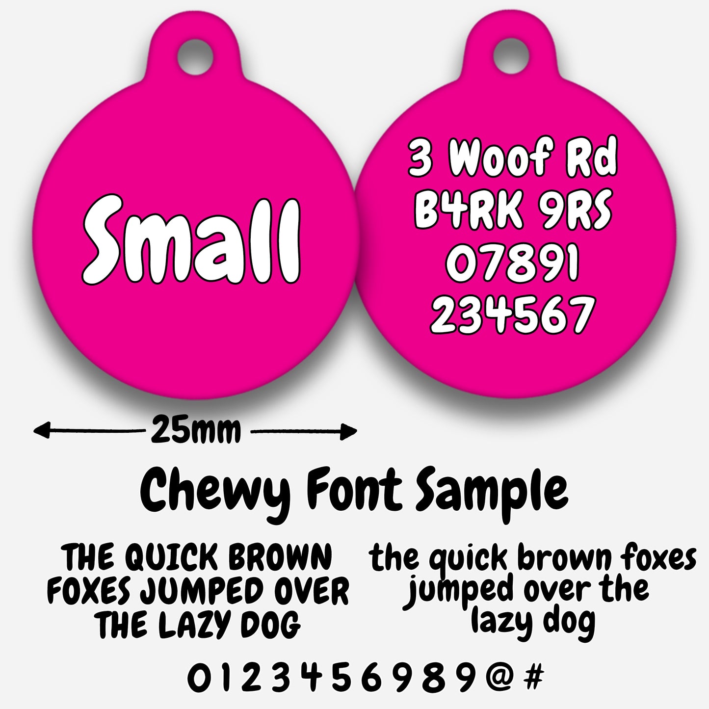 Hot Pink Plain Colour - Pet ID Tag