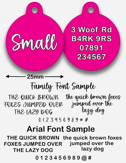 Hot Pink Plain Colour - Pet ID Tag
