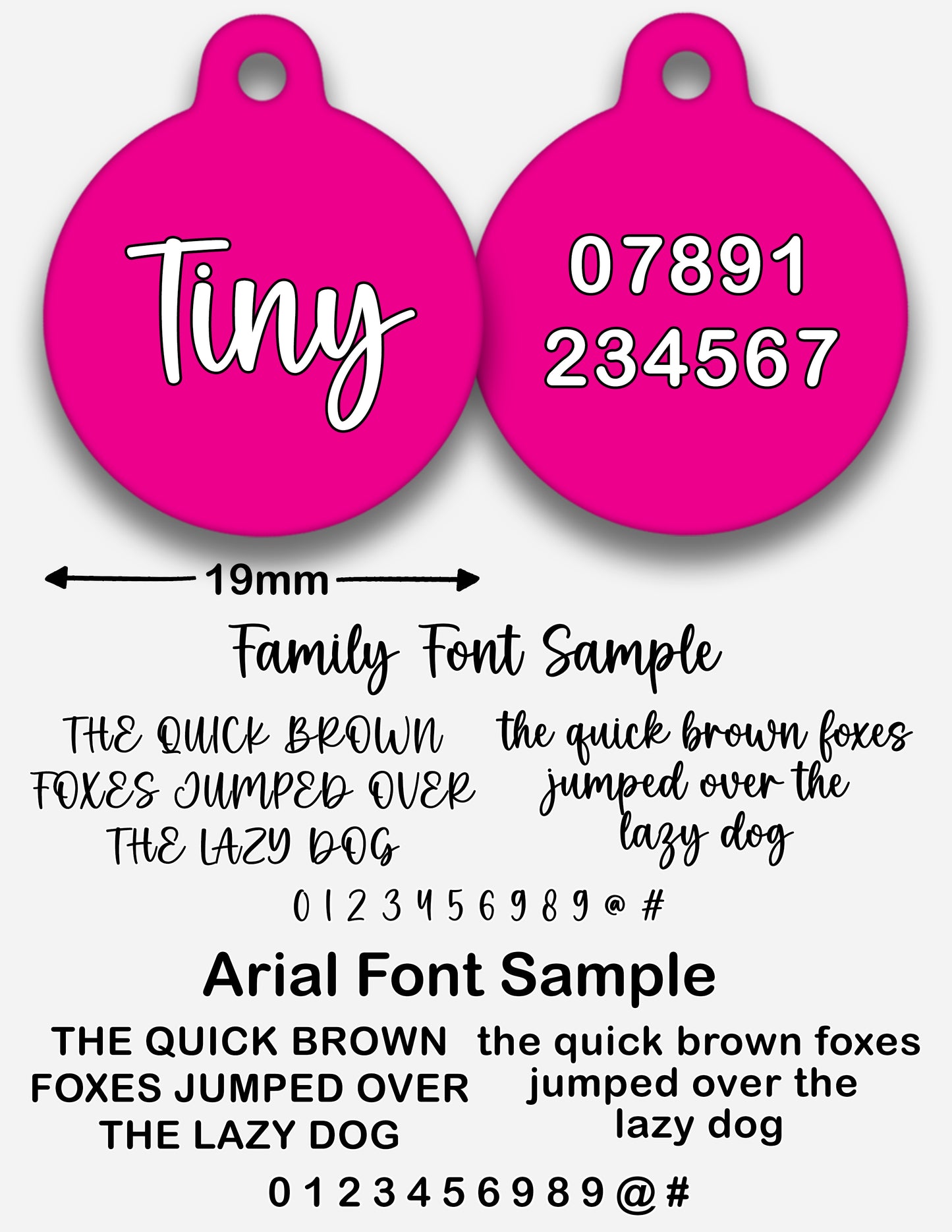 Hot Pink Plain Colour - Pet ID Tag