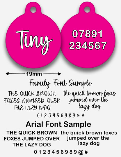 Hot Pink Plain Colour - Pet ID Tag