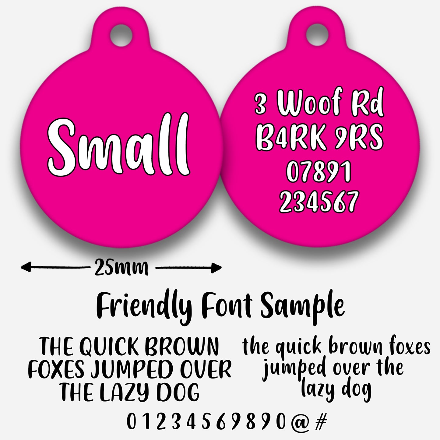 Hot Pink Plain Colour - Pet ID Tag