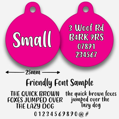 Hot Pink Plain Colour - Pet ID Tag