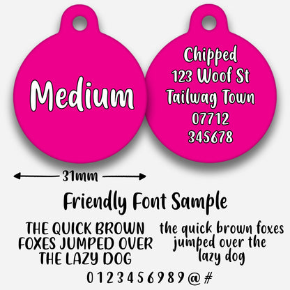 Hot Pink Plain Colour - Pet ID Tag