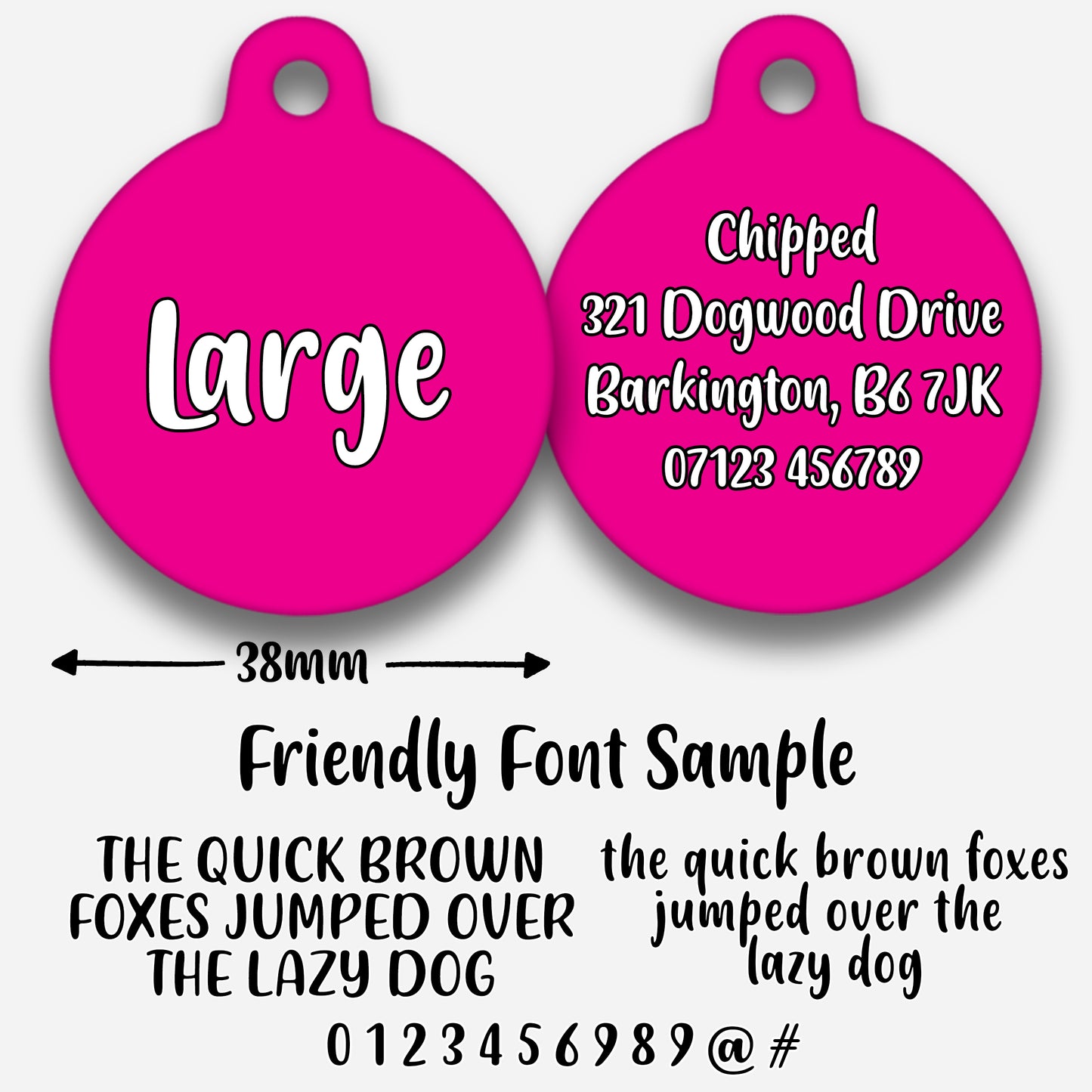 Hot Pink Plain Colour - Pet ID Tag