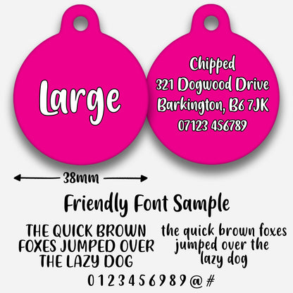 Hot Pink Plain Colour - Pet ID Tag
