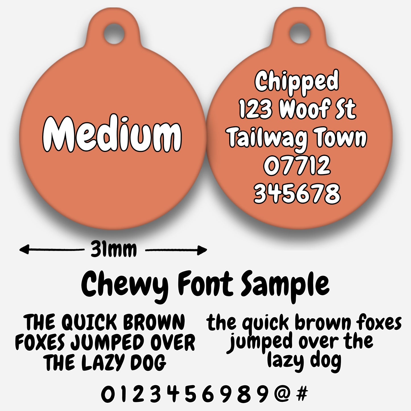 Peach Plain Colour - Pet ID Tag