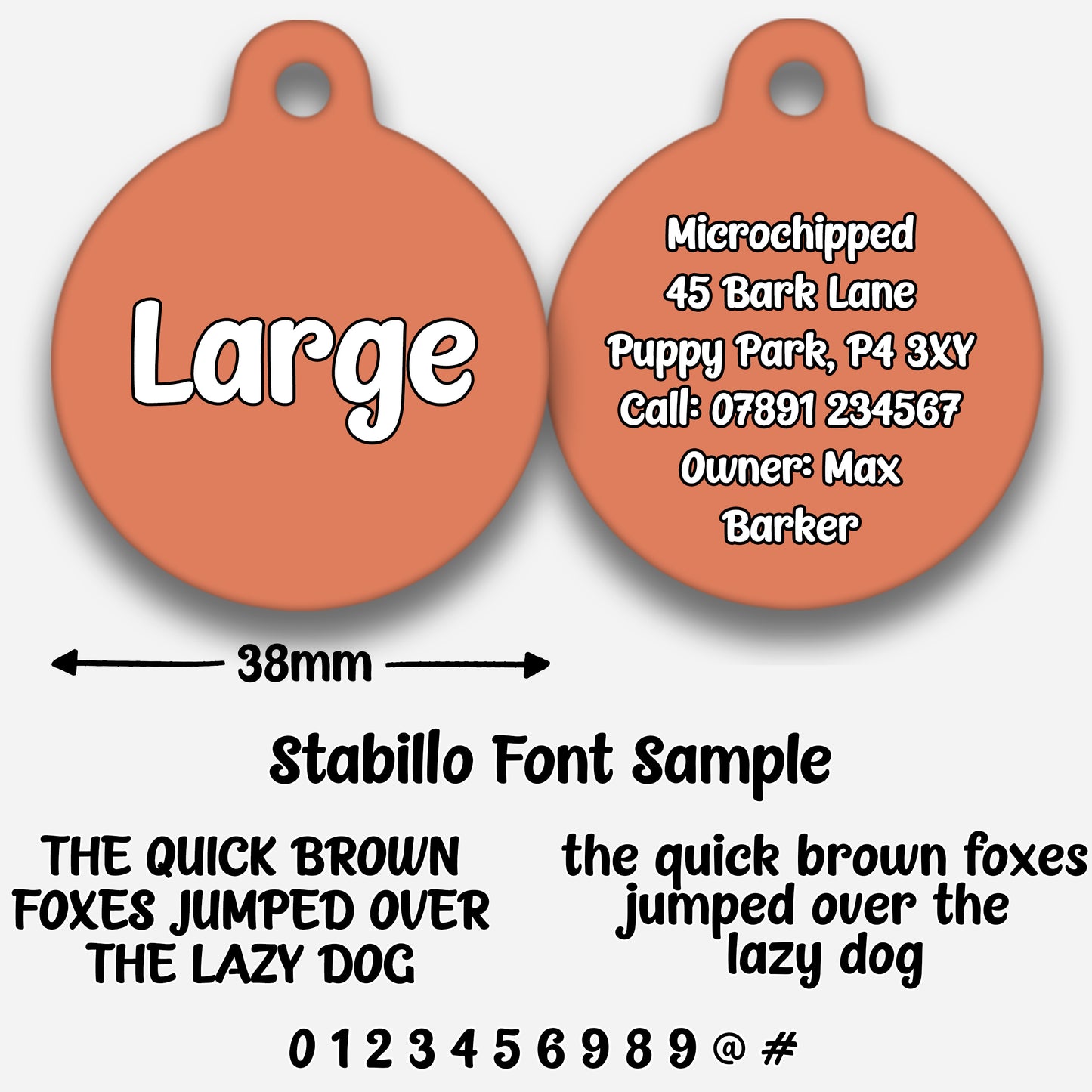 Peach Plain Colour - Pet ID Tag