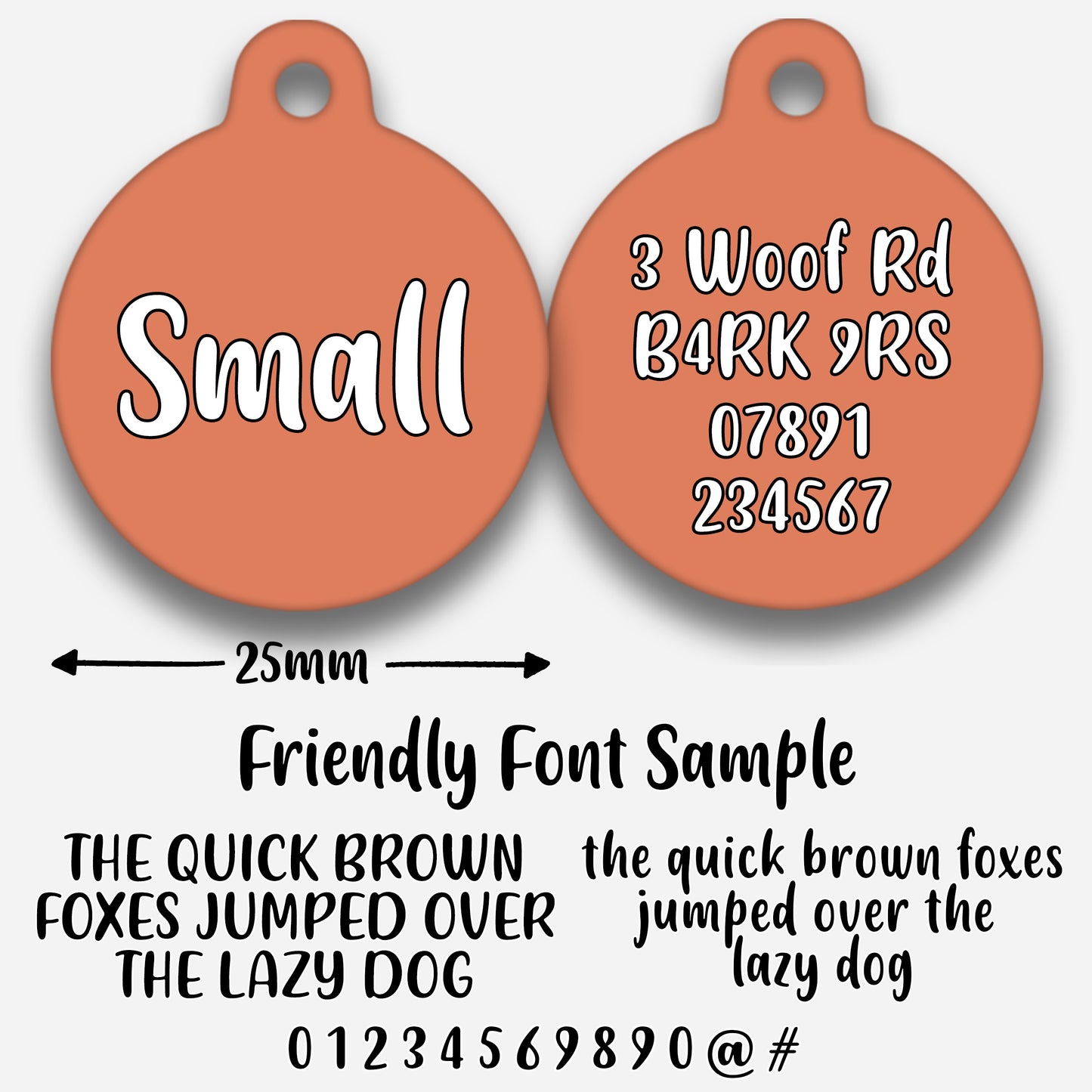 Peach Plain Colour - Pet ID Tag
