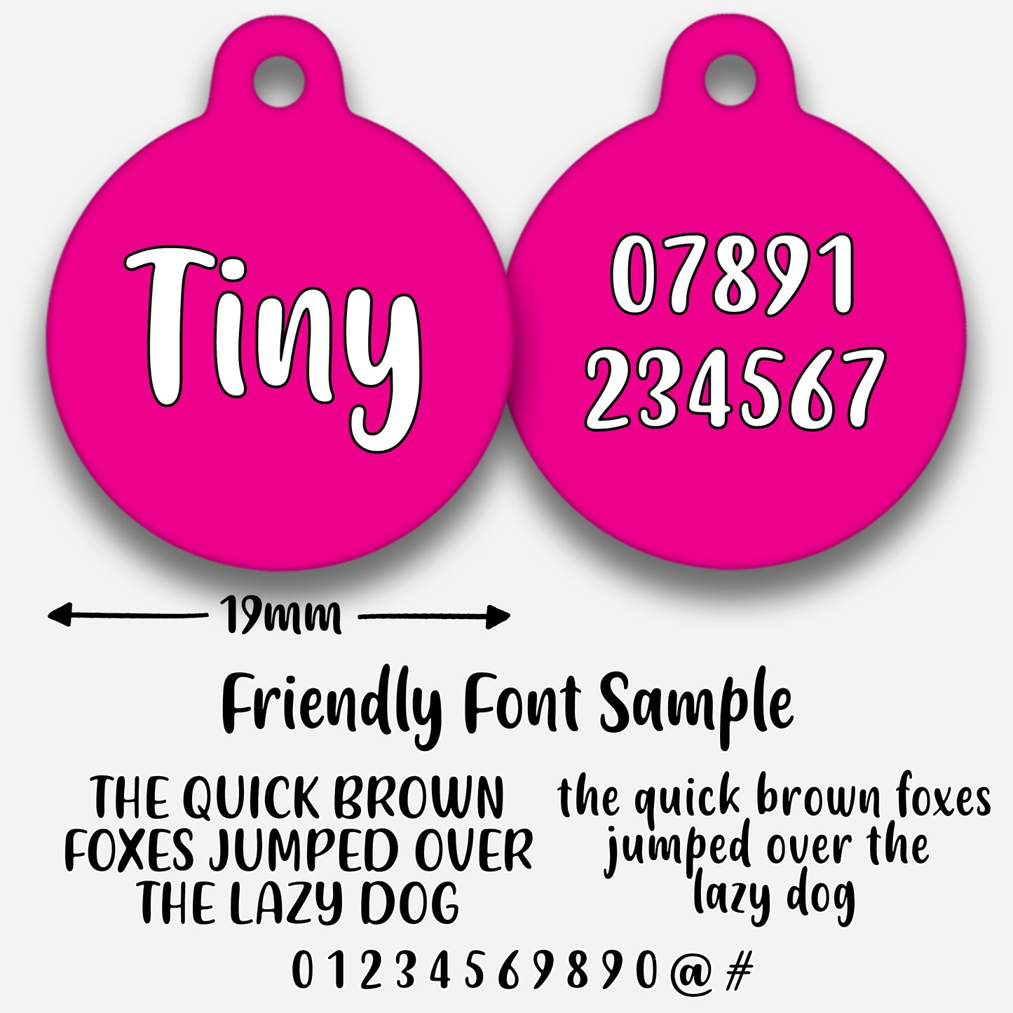 Hot Pink Plain Colour - Pet ID Tag
