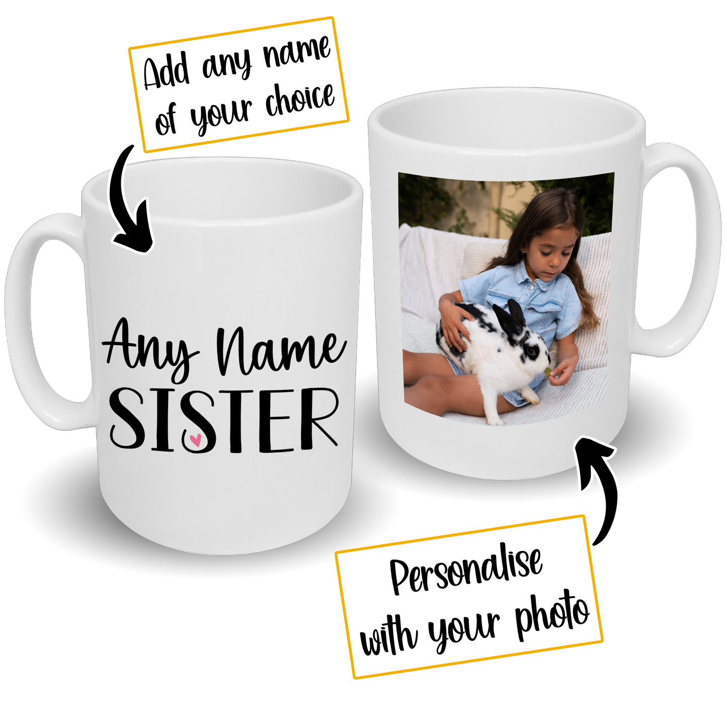 Pet Sister Mug Any Name & Custom Photo