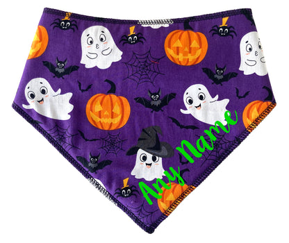 Cute Ghosts Pumpkins & Bats Personalised Dog Bandana