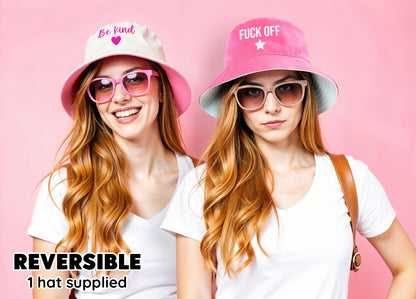 Reversible Message Bucket Hat Be Kind or F*ck Off