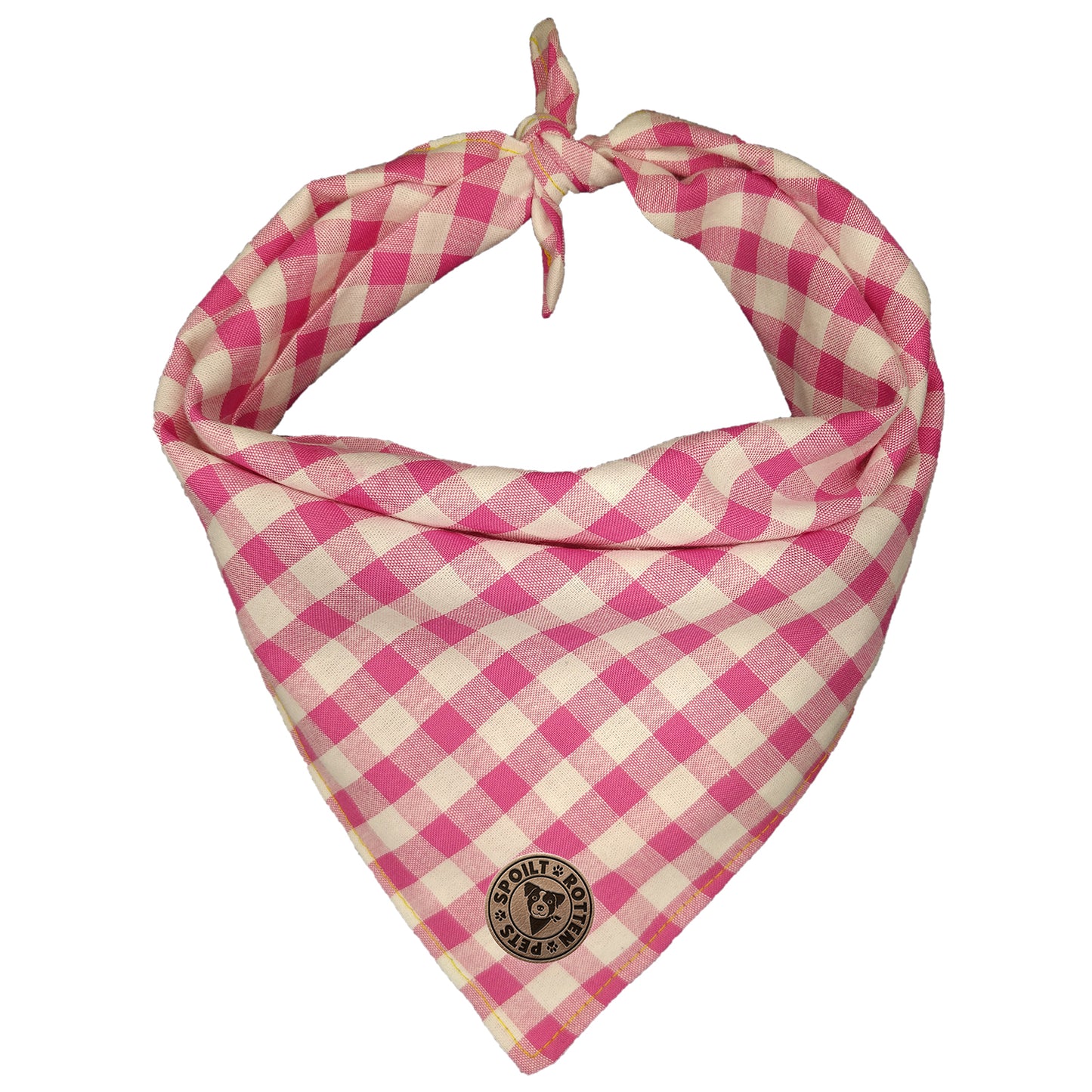 The Norfolk - Gingham Pink Tied Dog Bandana