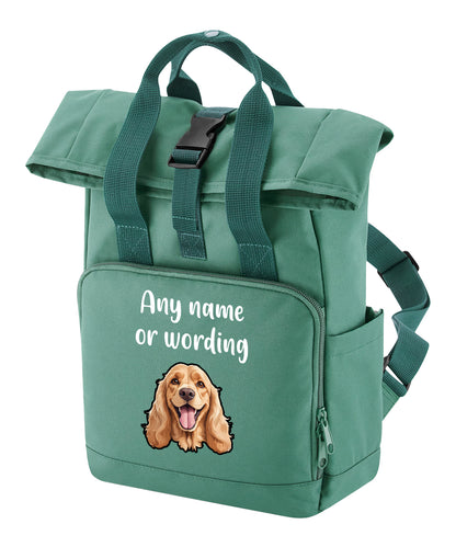 Travel Rucksack 9 Litres Sage Green Any Breed Backpack With Custom Personalised Dog Name