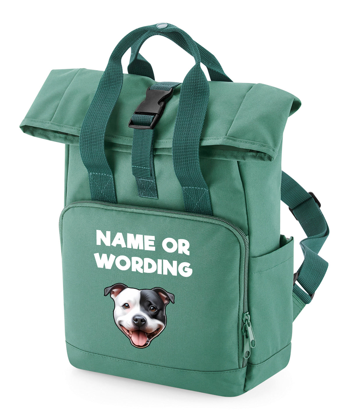 Travel Rucksack 9 Litres Sage Green Any Breed Backpack With Custom Personalised Dog Name