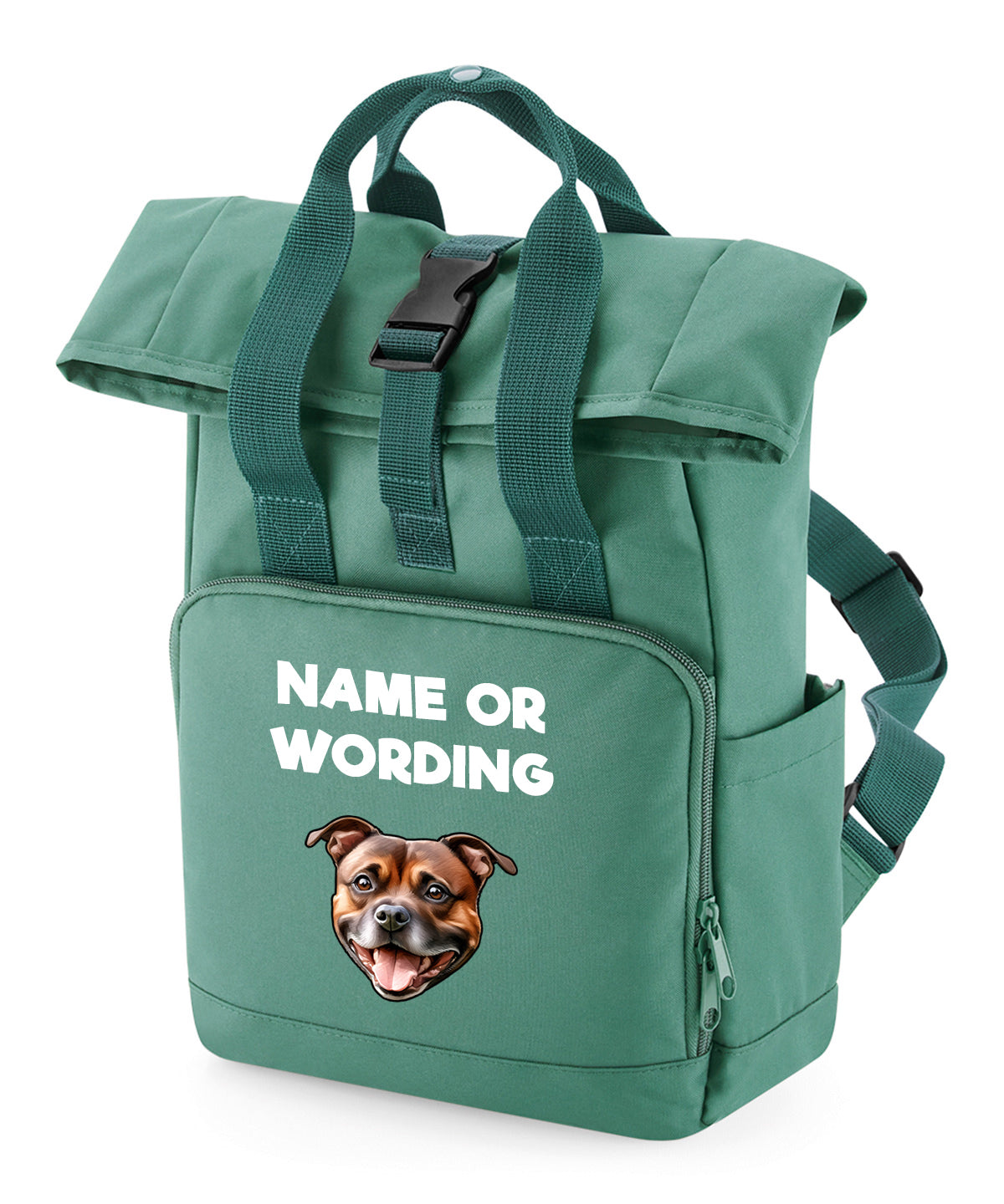 Travel Rucksack 9 Litres Sage Green Any Breed Backpack With Custom Personalised Dog Name