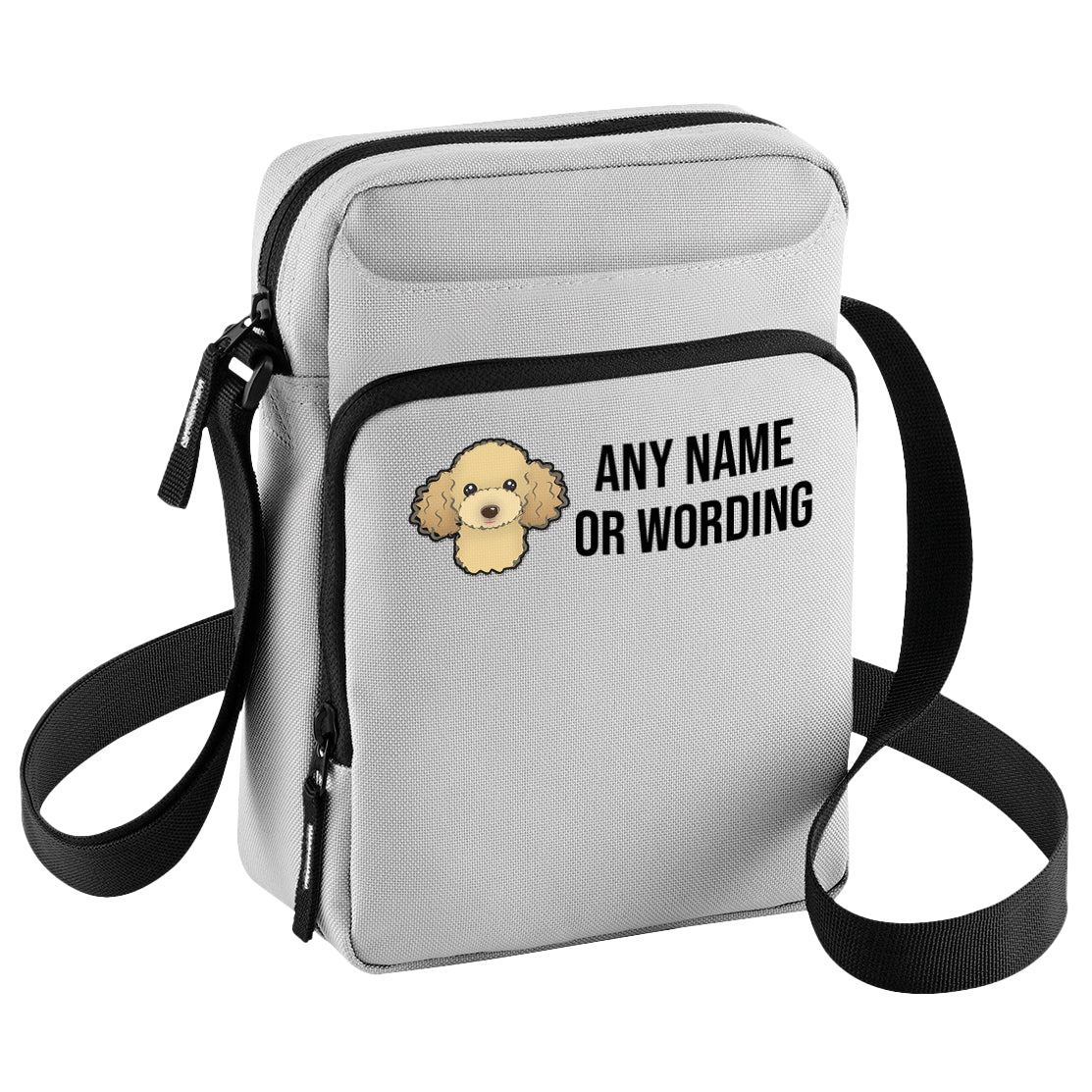 Crossbody Dog Walking Bag Grey Personalised With Breed & Wording
