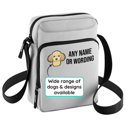 Crossbody Dog Walking Bag Grey Personalised With Breed & Wording