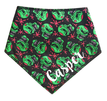 Green Zombie Skulls Dog Bandana